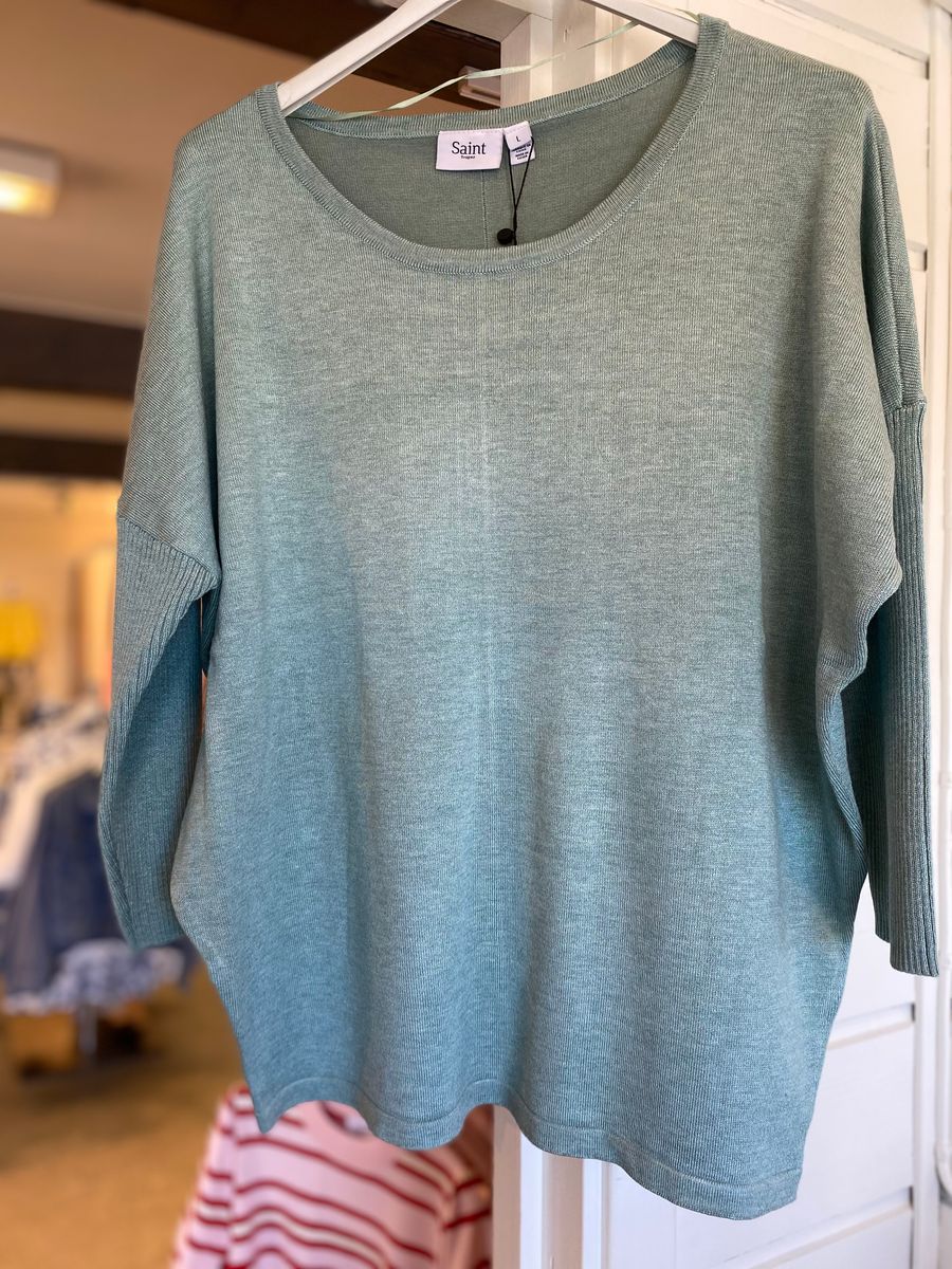 Mila SZ Pullover 3/4 erme, Blue Surf Melange