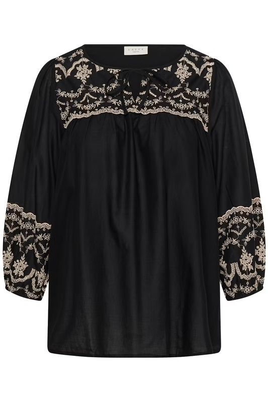 KC Kit bluse, Black deep/beige