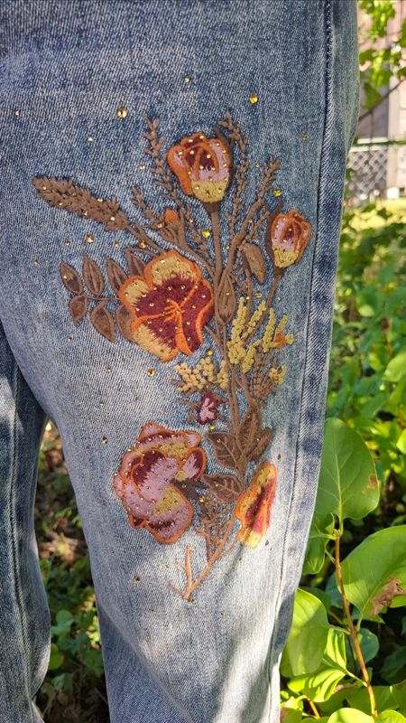 Massimo jeans, høstbroderi