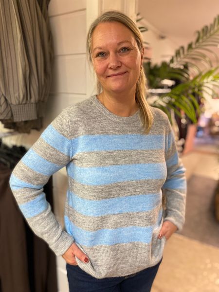 Hovedbilde KAniel Striped Pullover, Light grey/blue melange