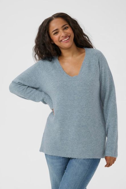 Hovedbilde KCniela V-neck Pullover, Windward Blue Melange