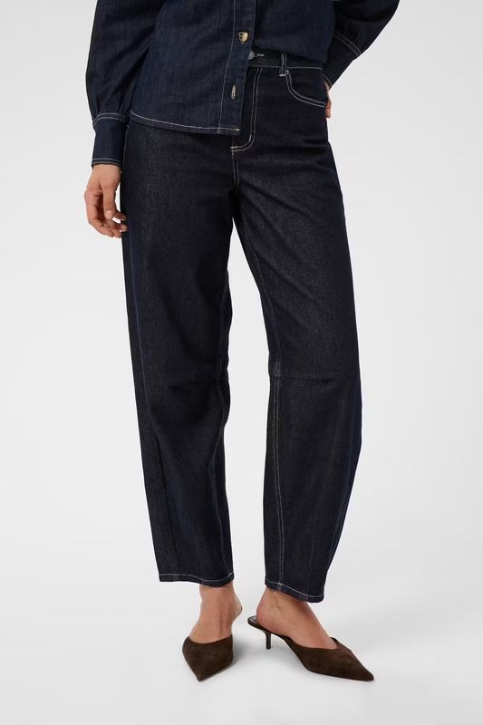 KA Ghita Barrel Jeans, Dark blue unwashed denim